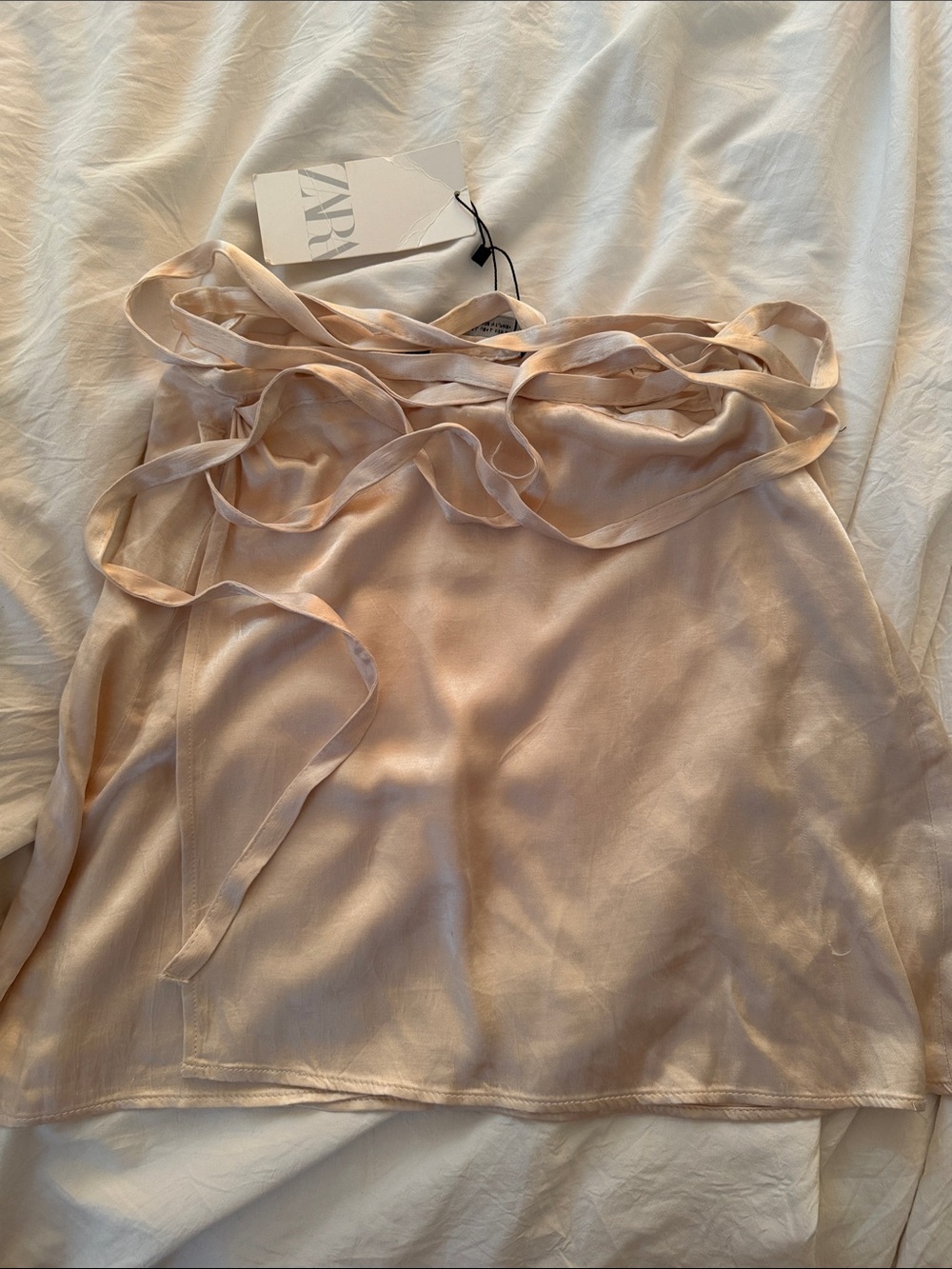 ZARA Blush Satin skirt  with Adjustable Straps